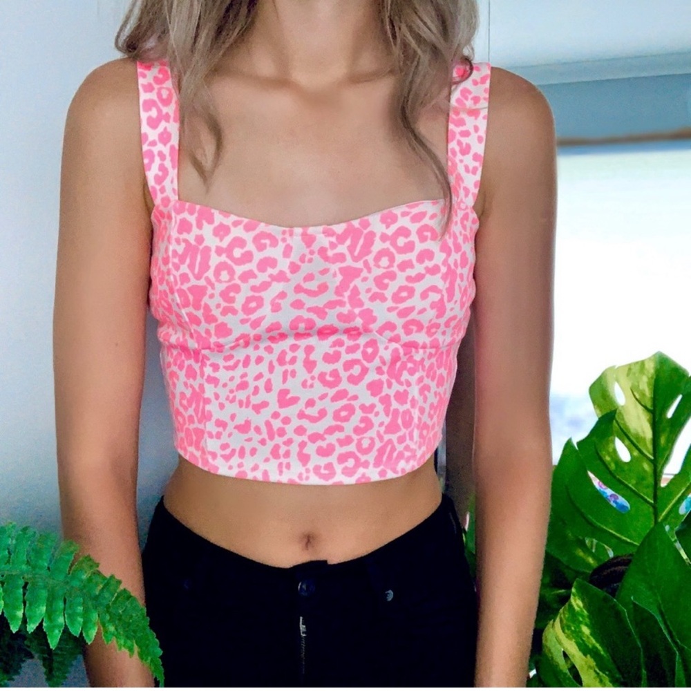 Neon Pink Leopard Crop Top